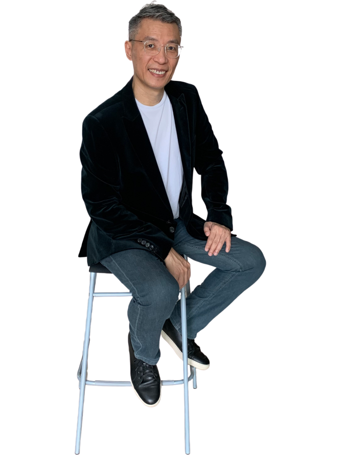 Kirby sitting on a high chair